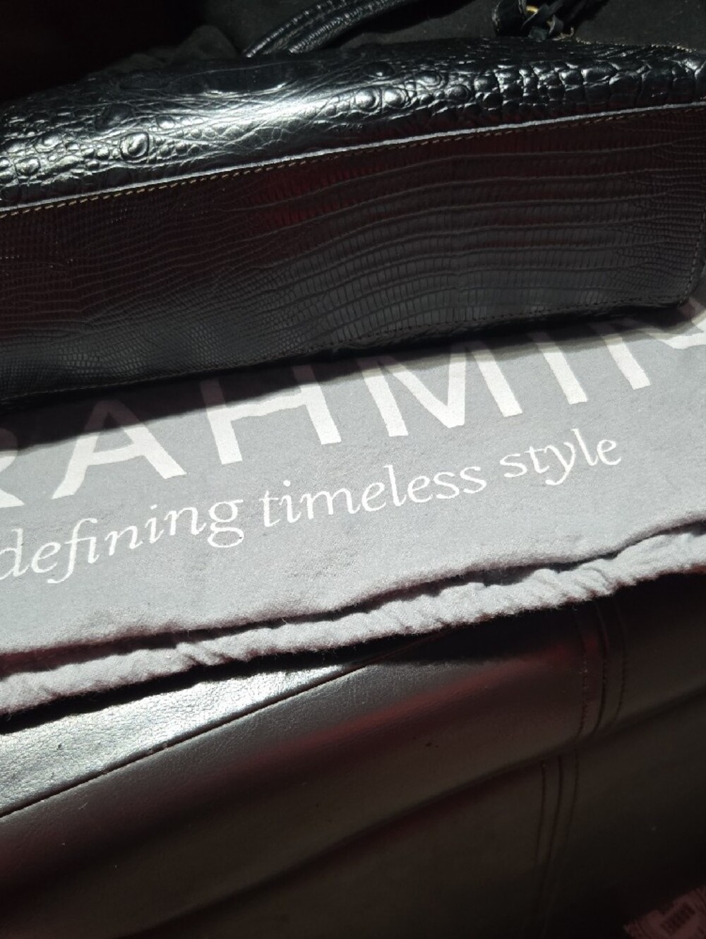 Brahmin ~Black Croc-Embossed Shoulder Bag - Picture 6 of 9